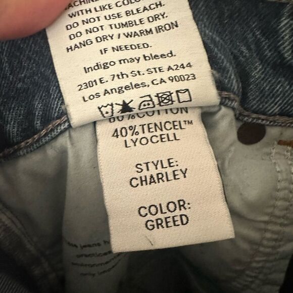 Boyish The Charley Wide Leg Jeans In Greed Rigid Fit High Waist Denim Size 32 - Picture 9 of 11